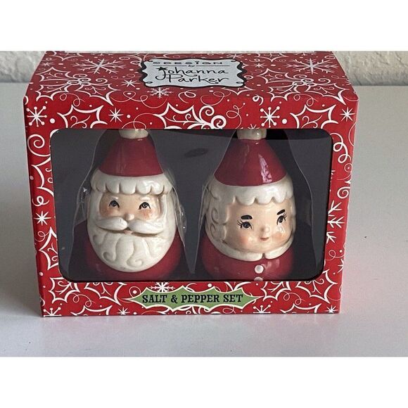 Santa And Mrs Claus Shakers 3" Salt Pepper Winter Christmas Johanna Parker NEW - Picture 6 of 9